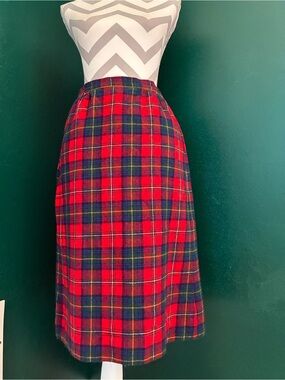 Pendleton Classic Red Tartan Midi Skirt
